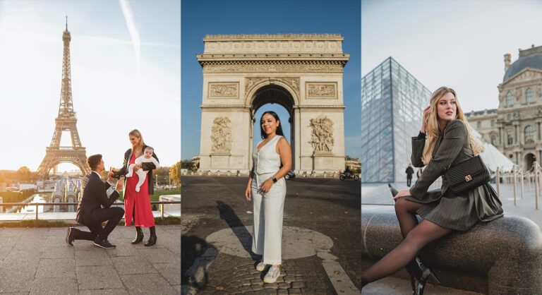 Tres imagenes de sesiones de fotos en París