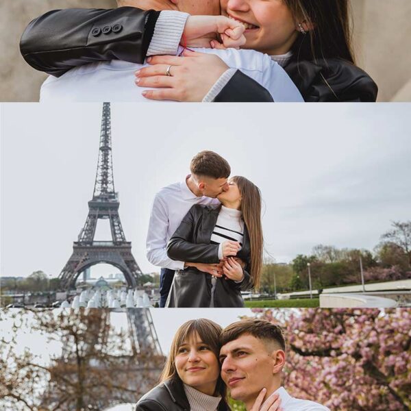 Proposal in front of the Eiffel Tower on a beautiful morning in Paris - Propuesta de matrimonio frente a la Torre Eiffel durante una hermosa mañana en París