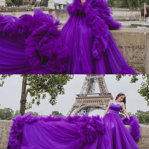 Sesión de fotos de quinceañera frente a la Torre Eiffel en París. Quinceañera photoshoot in front of the Eiffel Tower in Paris.
